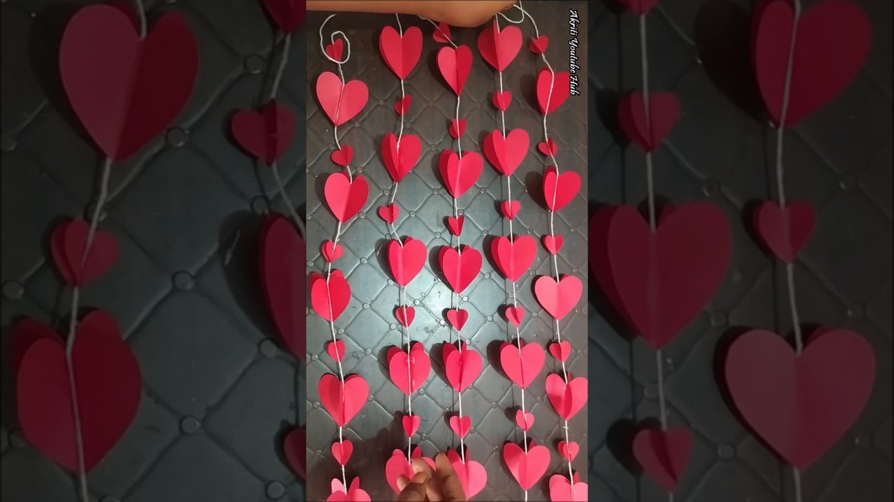 DIY Paper Heart Wall Hanging|Wall Decoration Ideas|Paper Crafts #shorts #viral #youtubevideo