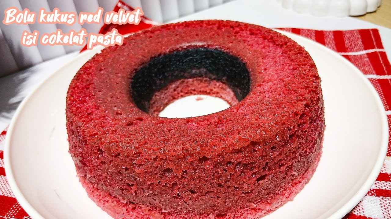 LEMBUT DAN ENAK BANGETT‼️RESEP BOLU KUKUS  RED VELVET ISI COKELAT PASTA
