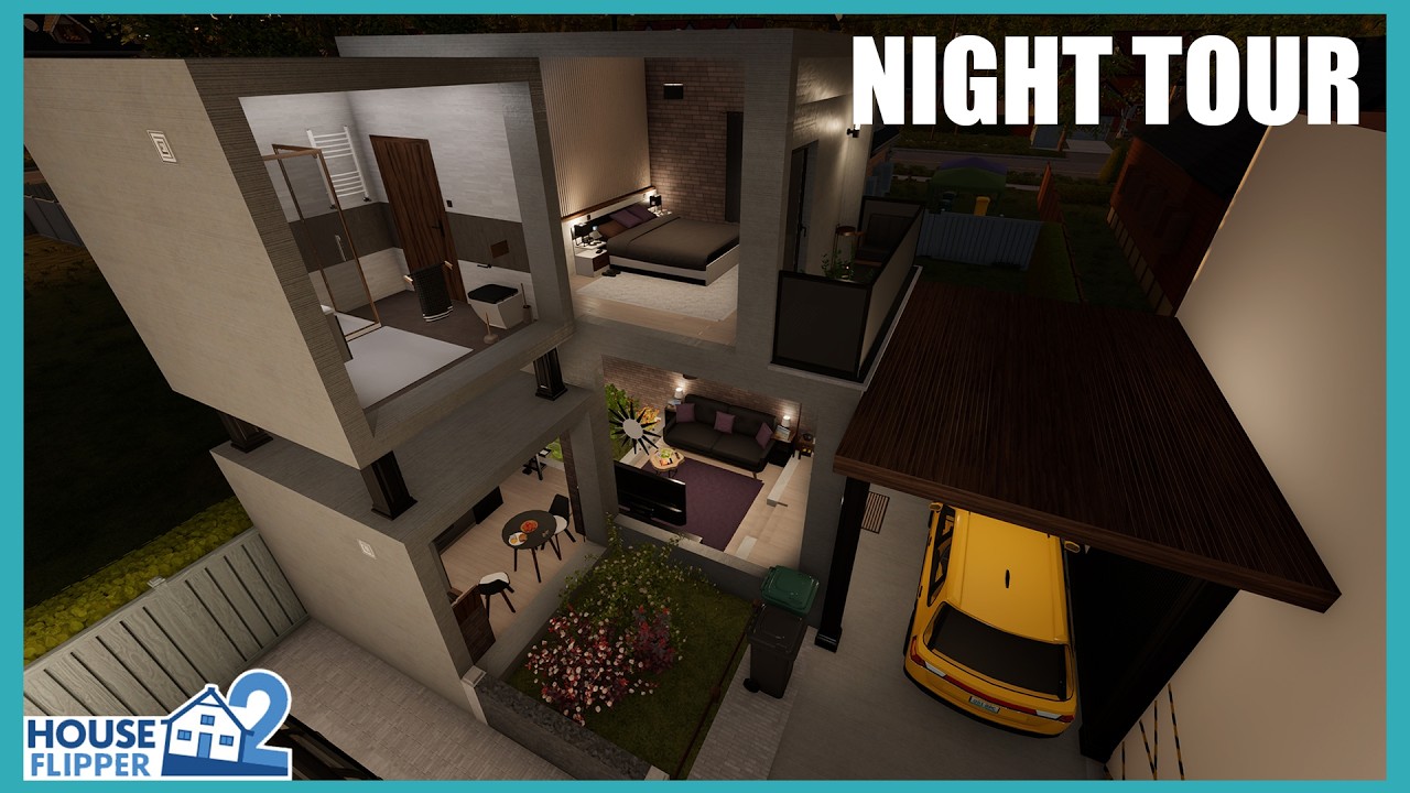 House Flipper 2 - Tiny Home With Invisible Stairs Night Tour - No Commentary