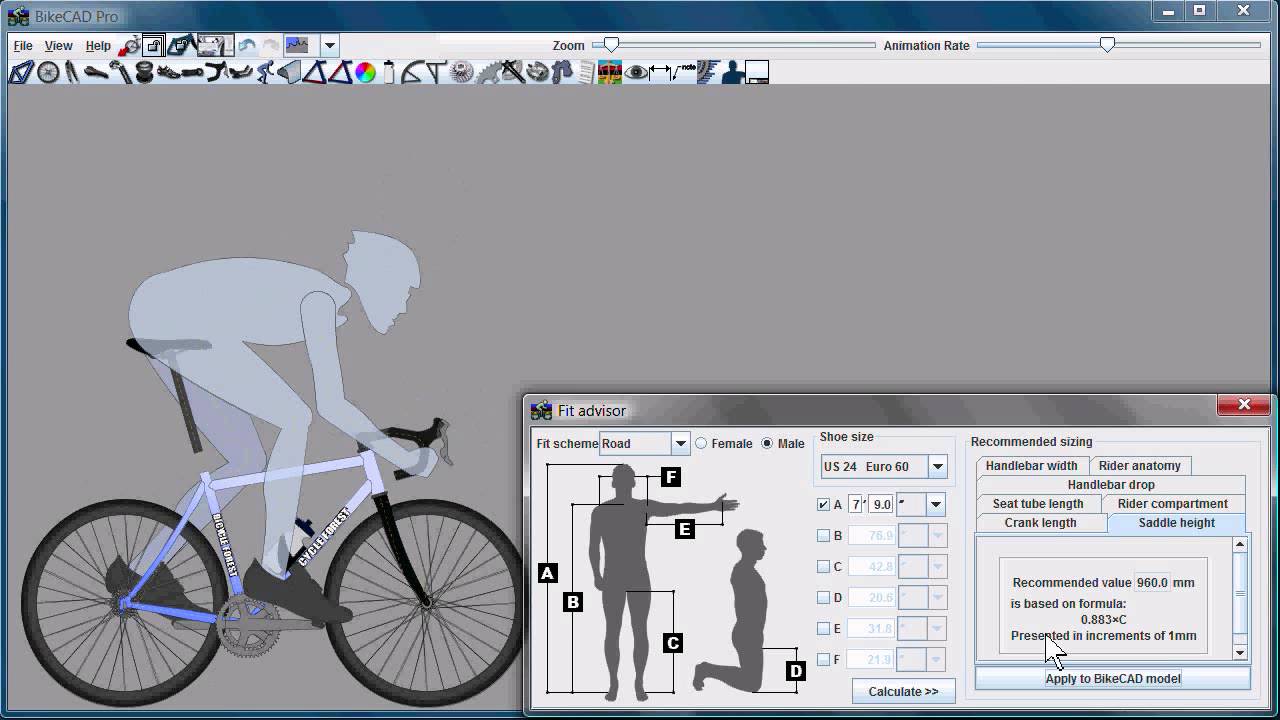 Using the Fit Advisor in BikeCAD Pro