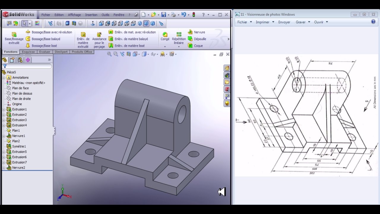 Tutorial SOLIDWORKS 5 pièce mécanique الدراجة المغربية