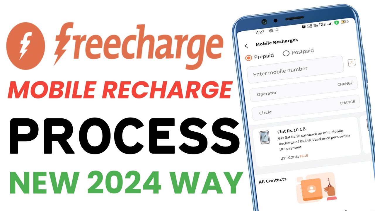 How to Mobile recharge with FreeCharge | Freecharge Mobile Recharge New 2024 Way