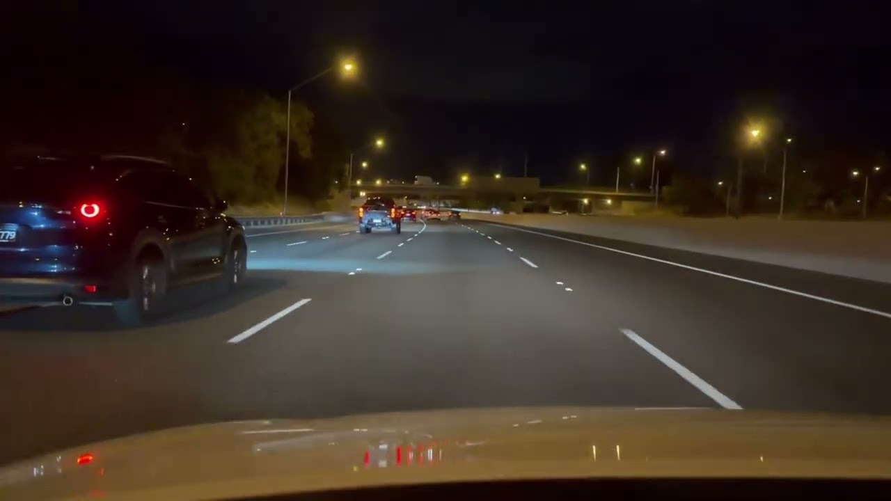 Night time drive on Perth’s Mitchell Freeway.