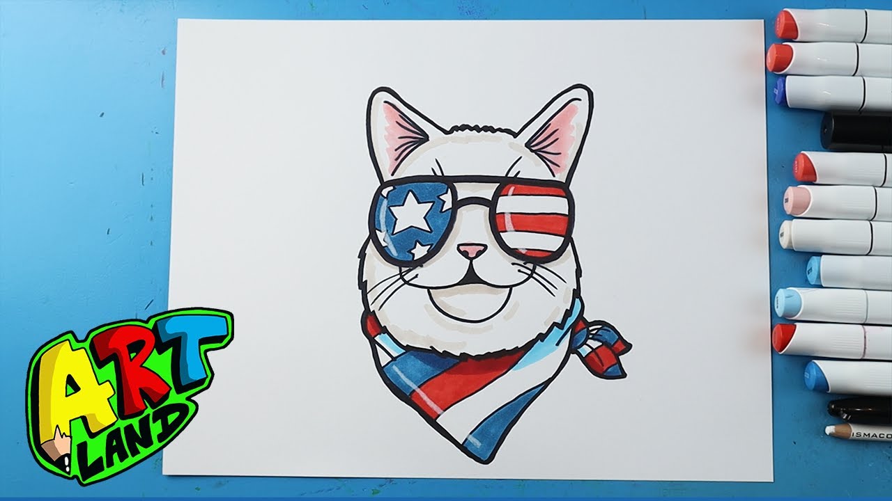 How to Draw a Fourth of July Cat