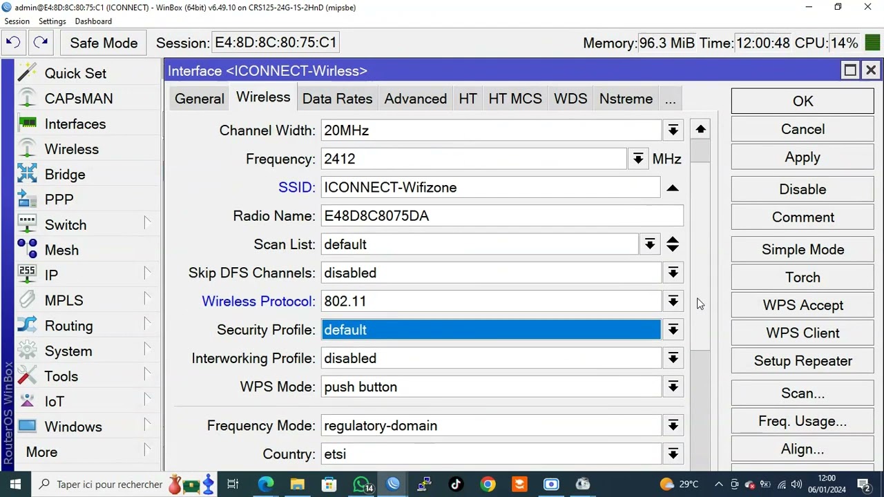 Création et configuration du wifi dans un routeur Mikrotik