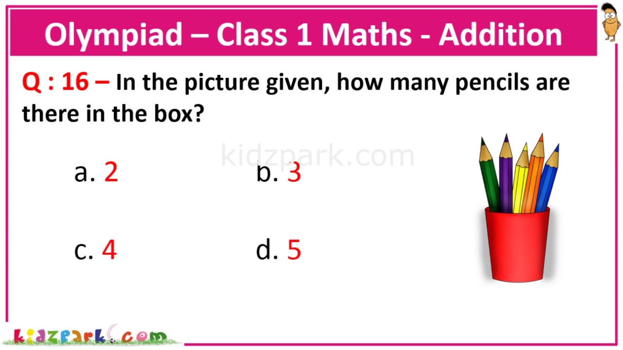 Class 1 Math OlympiadAddition | Math Addition for Grade 1 | Kids quiz Video