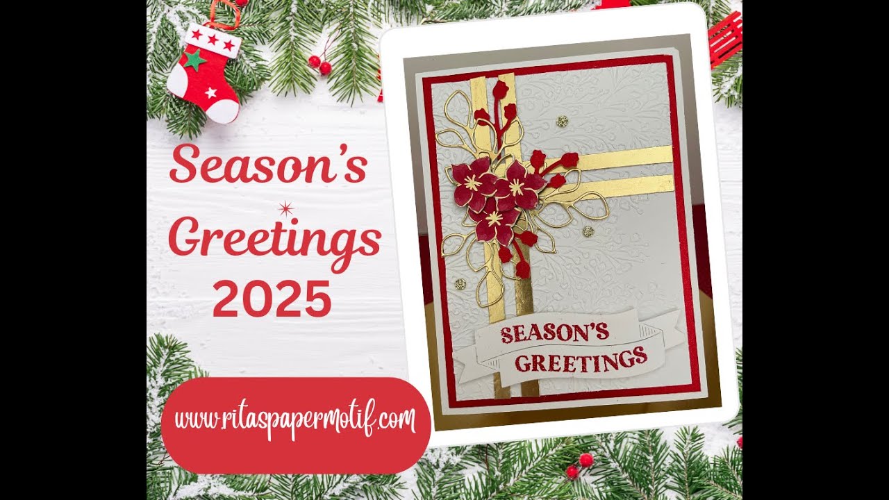 Create a Luxe Holiday Card with Gold Foil & Poinsettia Accents