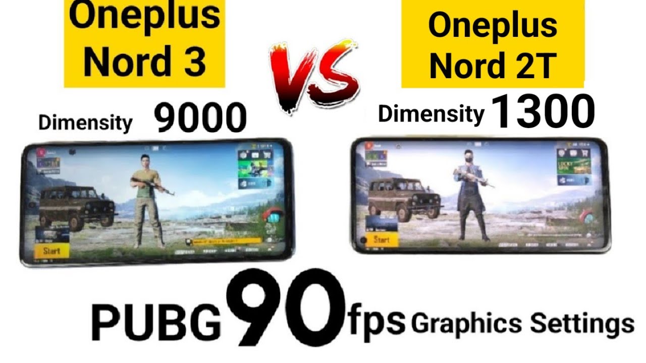 Nord 3 vs Nord 2T PUBG 90fps Graphics Settings Comparison Dimensity 9000 vs 1300 🔥🔥