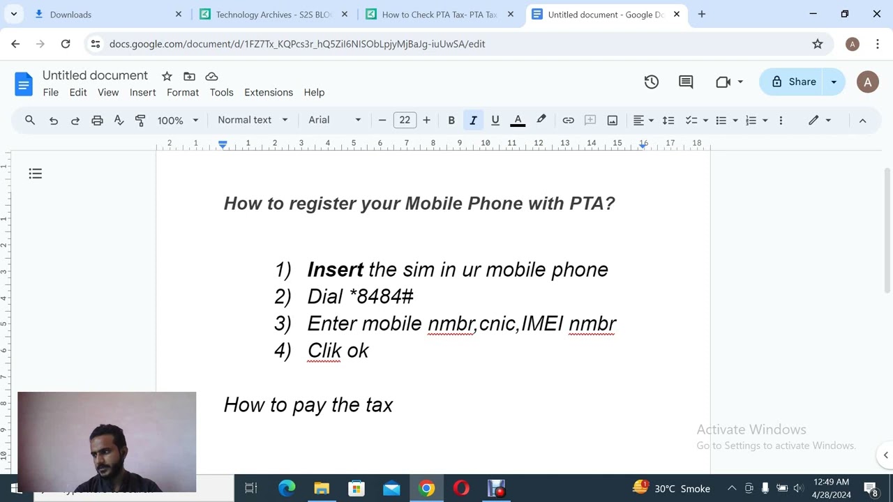 How to register your Mobile Phone with PTA and paying tax