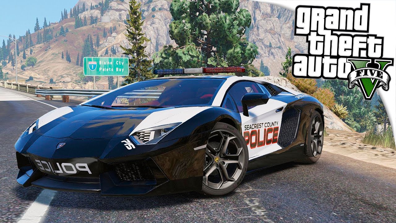 GTA 5 Моды: Полицейская Lamborghini Aventador - Полицейский суперкар!
