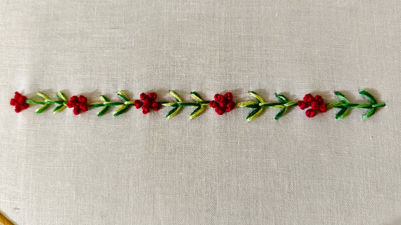 Easy & Beautiful Border Embroidery with Flowers