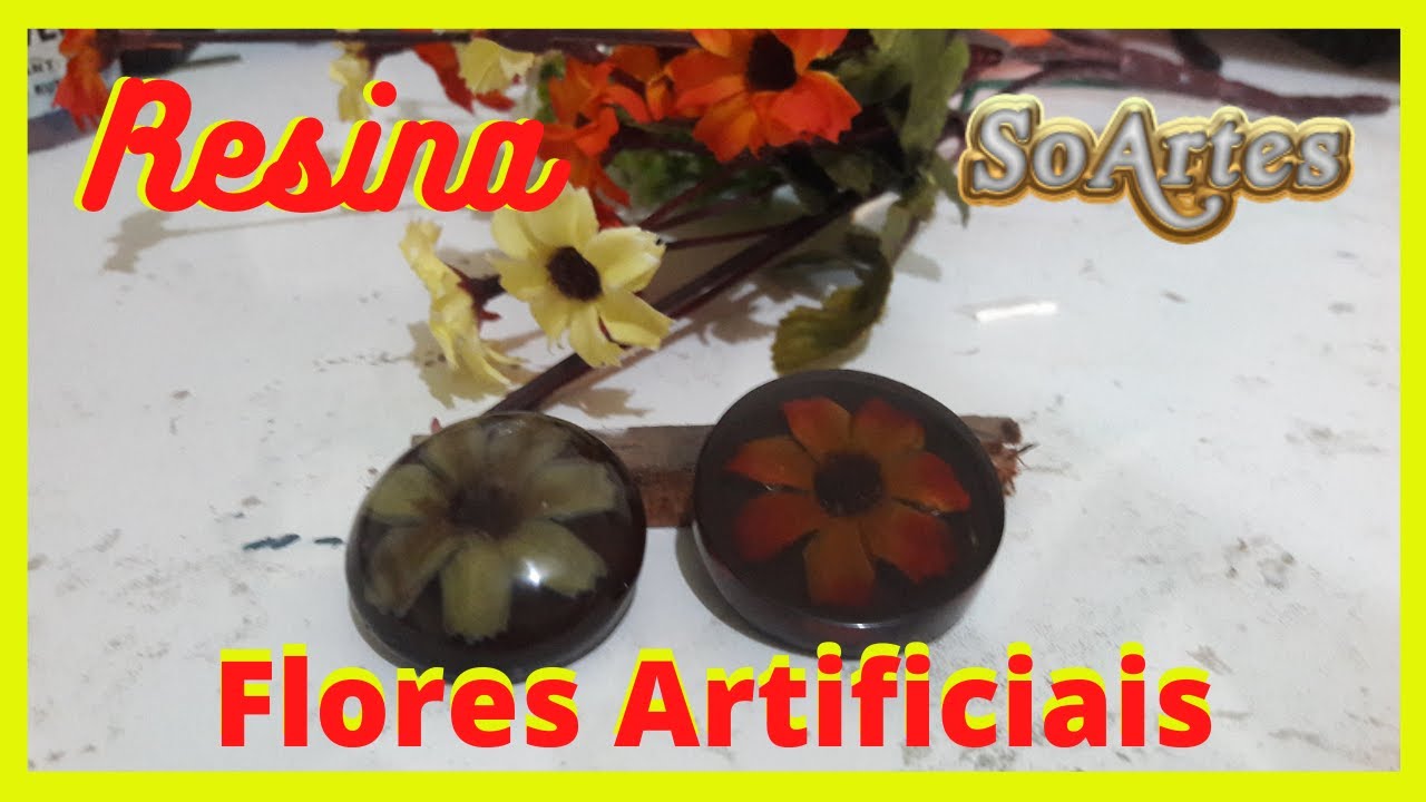 Incrustação de Flores Artificiais e Resina Cristal...