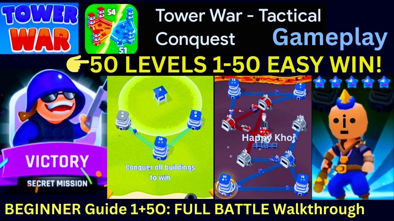 Tower War Game How to Play | All LevelS 1&ndash;50 Gameplay ⚔️ Tower Defense - Tactical Conquest Easy WiN