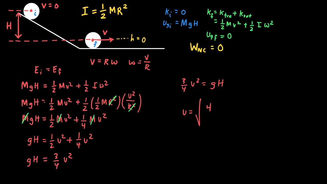 Rotational Motion Conservation of Energy Example