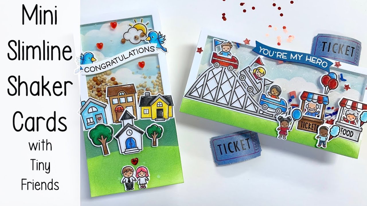 Mini Slimline Shaker Cards with Tiny Friends from Lawn Fawn