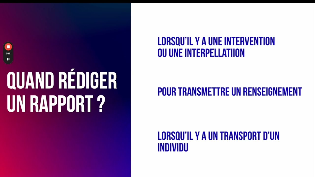 Le rapport de Police Municipale