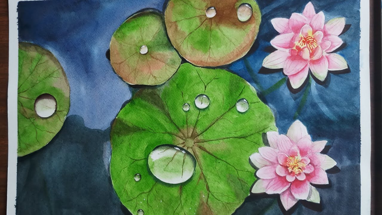 Realistic water drops on leaves | realtime watercolor painting