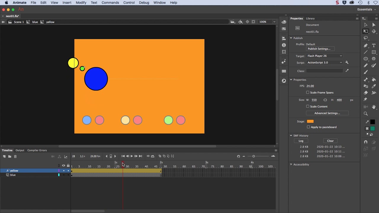 Controlling timelines of nested Movie Clips in Adobe Animate