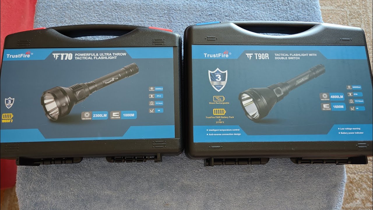 TrustFire T90R 4800lm Vs TrustFire T70 2300lm Flashlight