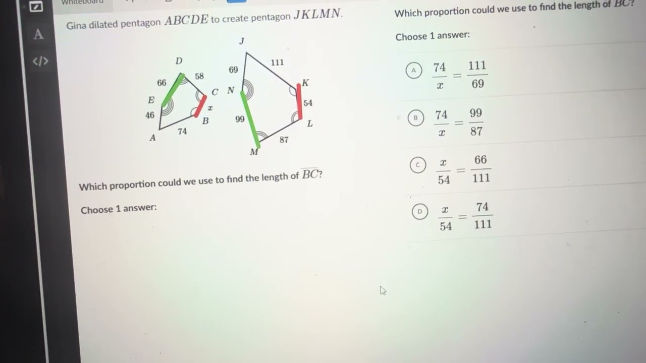 Finding equivalent ratios in similar shapes using color coding
