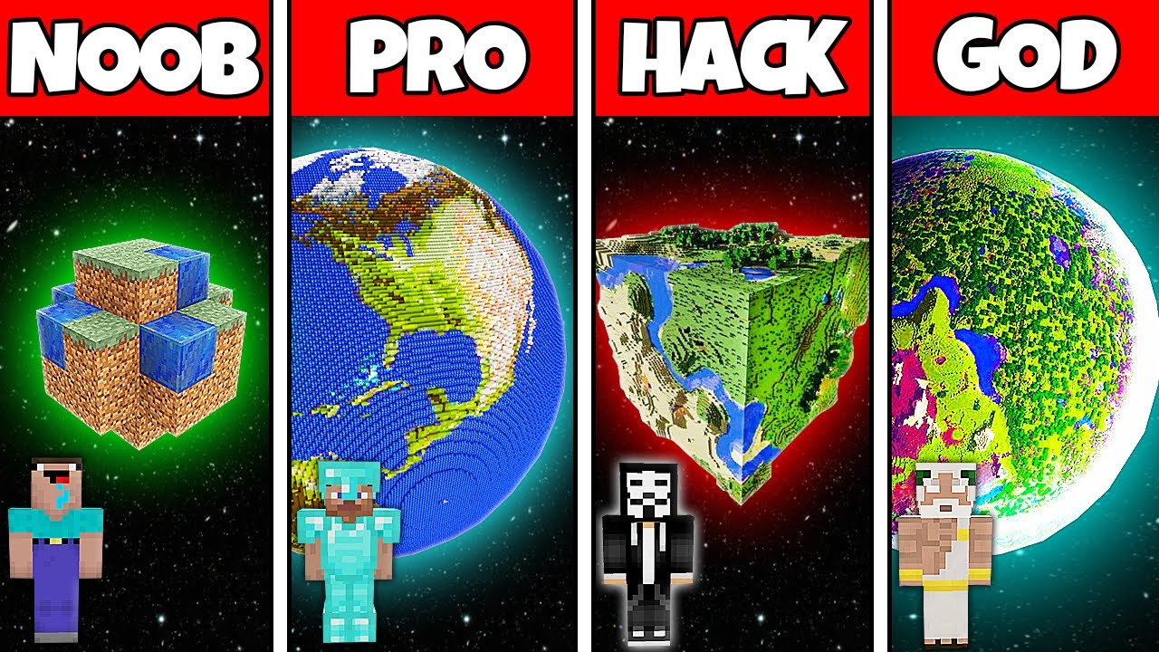 Minecraft Battle: NOOB vs PRO vs HACKER vs GOD INSIDE PLANET HOUSE BASE BUILD CHALLENGE in Minecraft