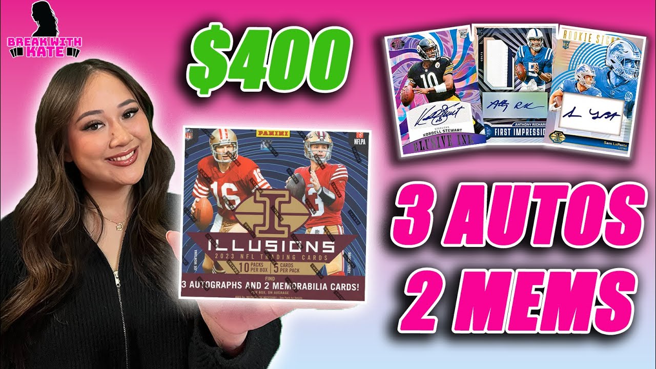 3 AUTOS & 2 MEMS FROM 1 BOX! - 2023 Illusions Football Hobby Box