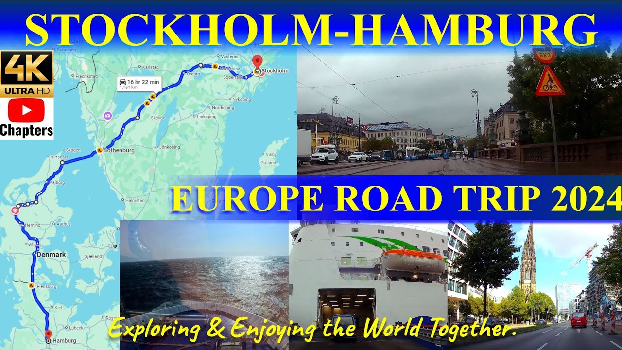 🎥🚘🇸🇪🇩🇰🇩🇪 [4K] DASHCAM from Stockholm to Hamburg (via Gothenburg, Kattegatt, Denmark) | Chapters |