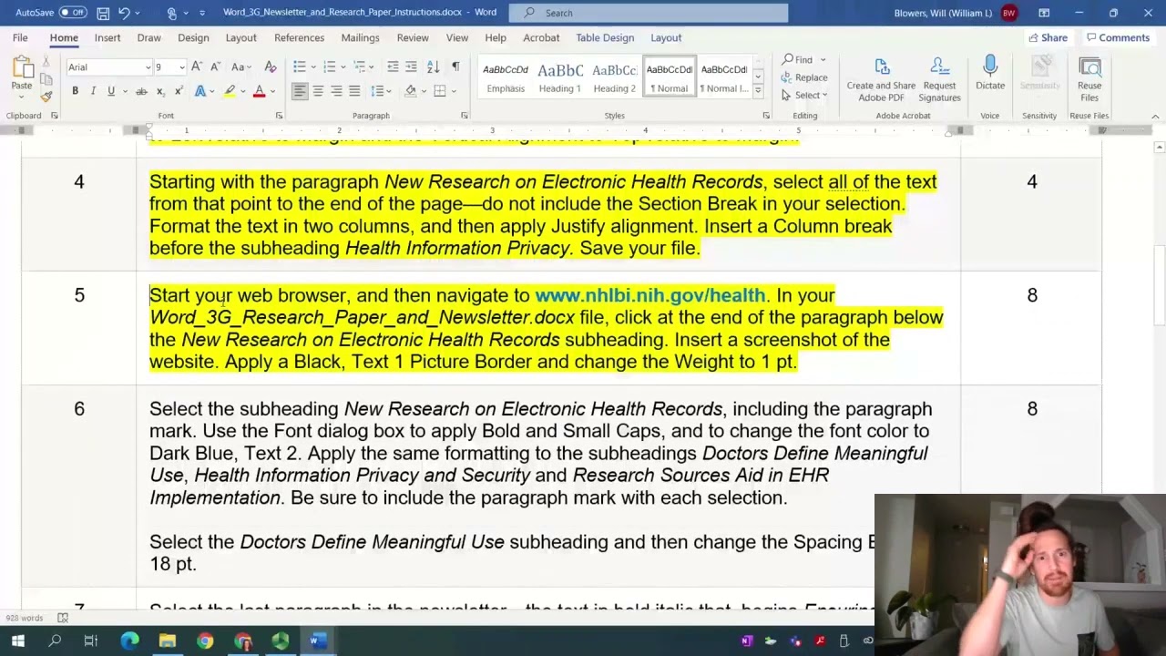 Word 3G Newsletter and Research Paper Walkabout with Professor Blowers