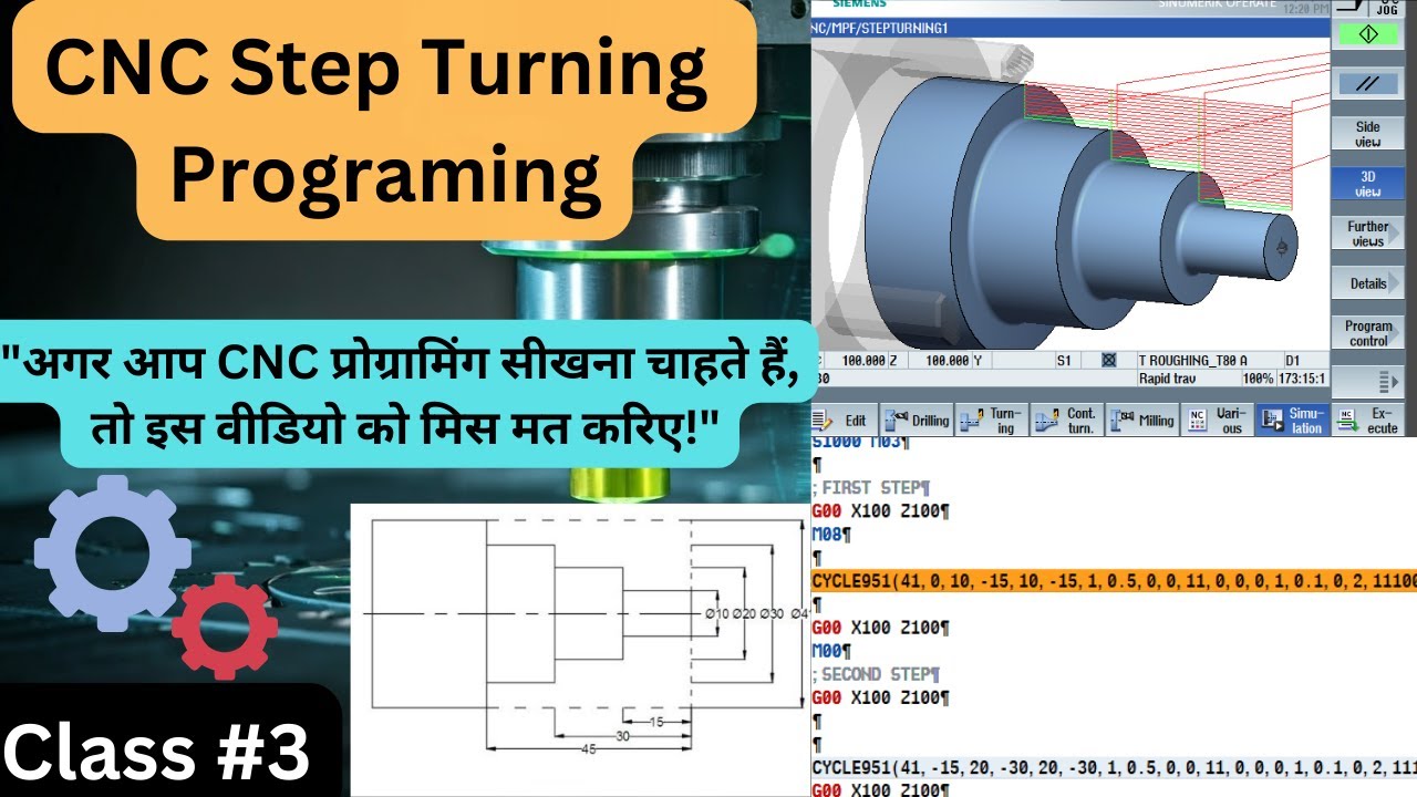 siemens step turning cycle  cnc programming for mechanical engineering cnc programming in hindi