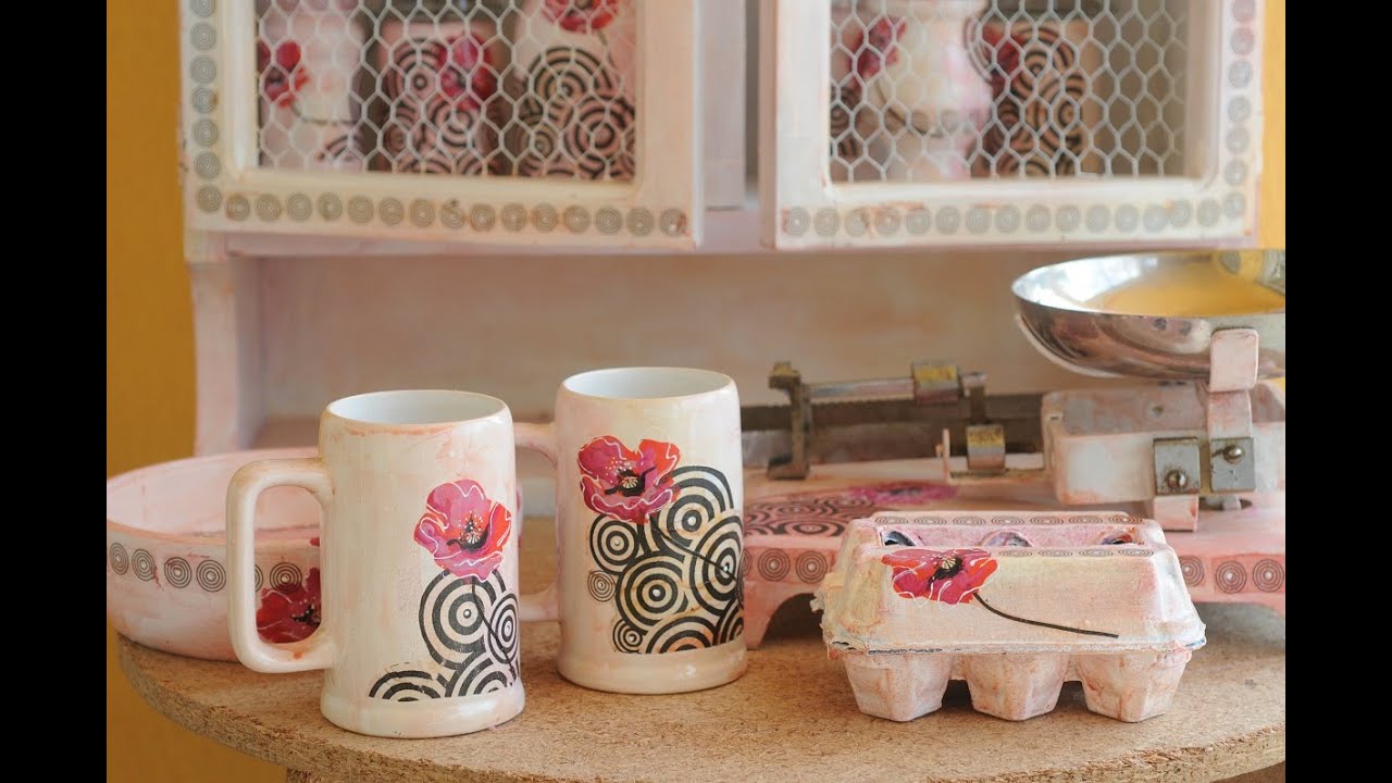 Decoupage sobre vidrio y ceramica - Barniz Vitrificable para Horno Casero