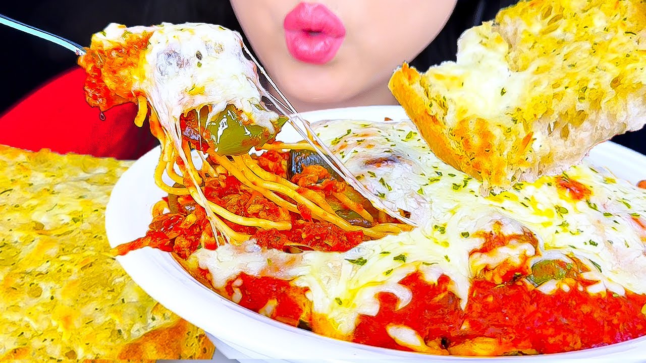 Asmr Mukbang | Mozzarella Spaghetti And Roasted Veggies | Eating Sounds | ASMR Phan