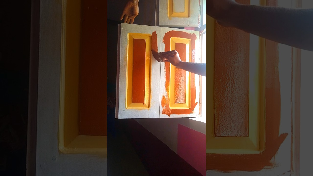 Window colour paint colour combination golden brown and peal cream oil paint colour #shorts #viral