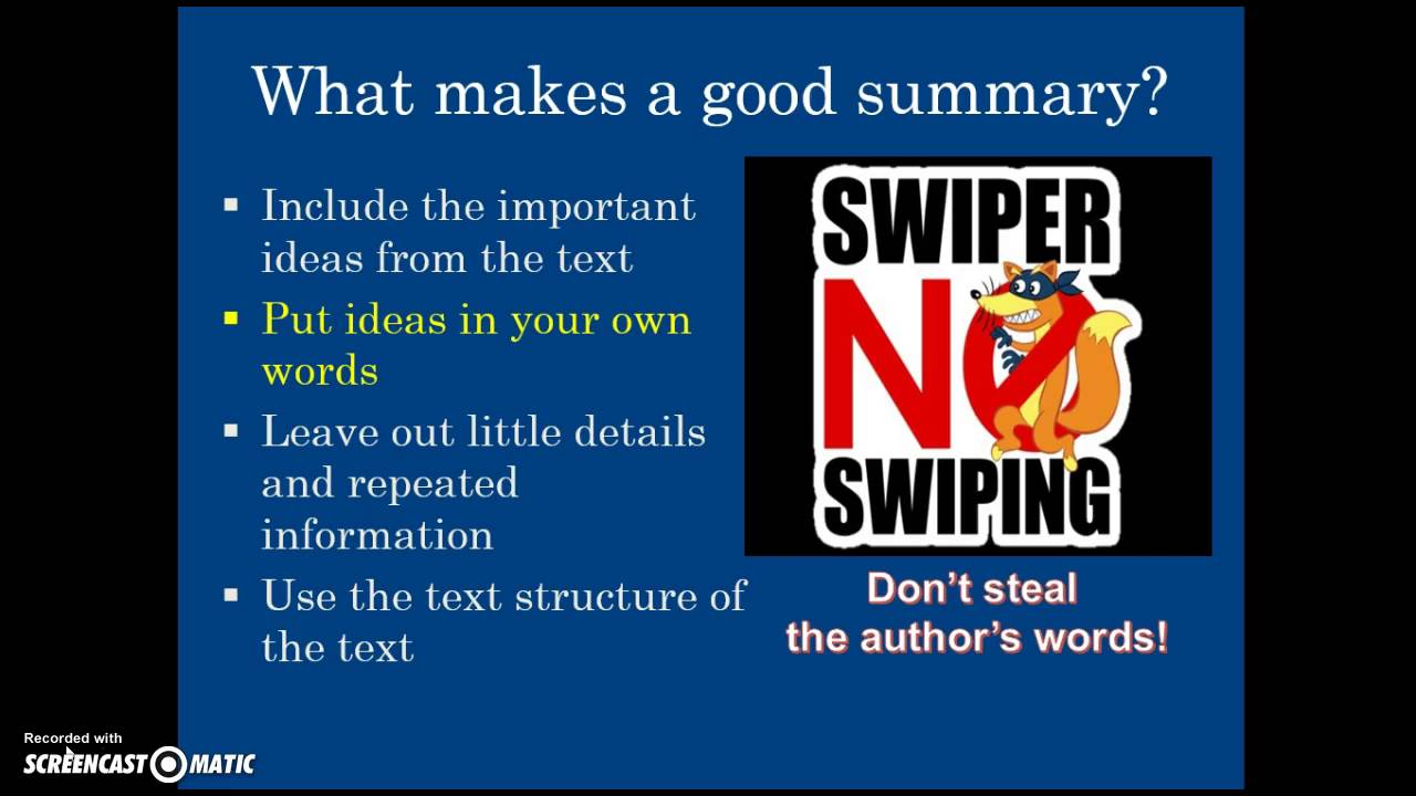 Writing a Summary of Non-Fiction