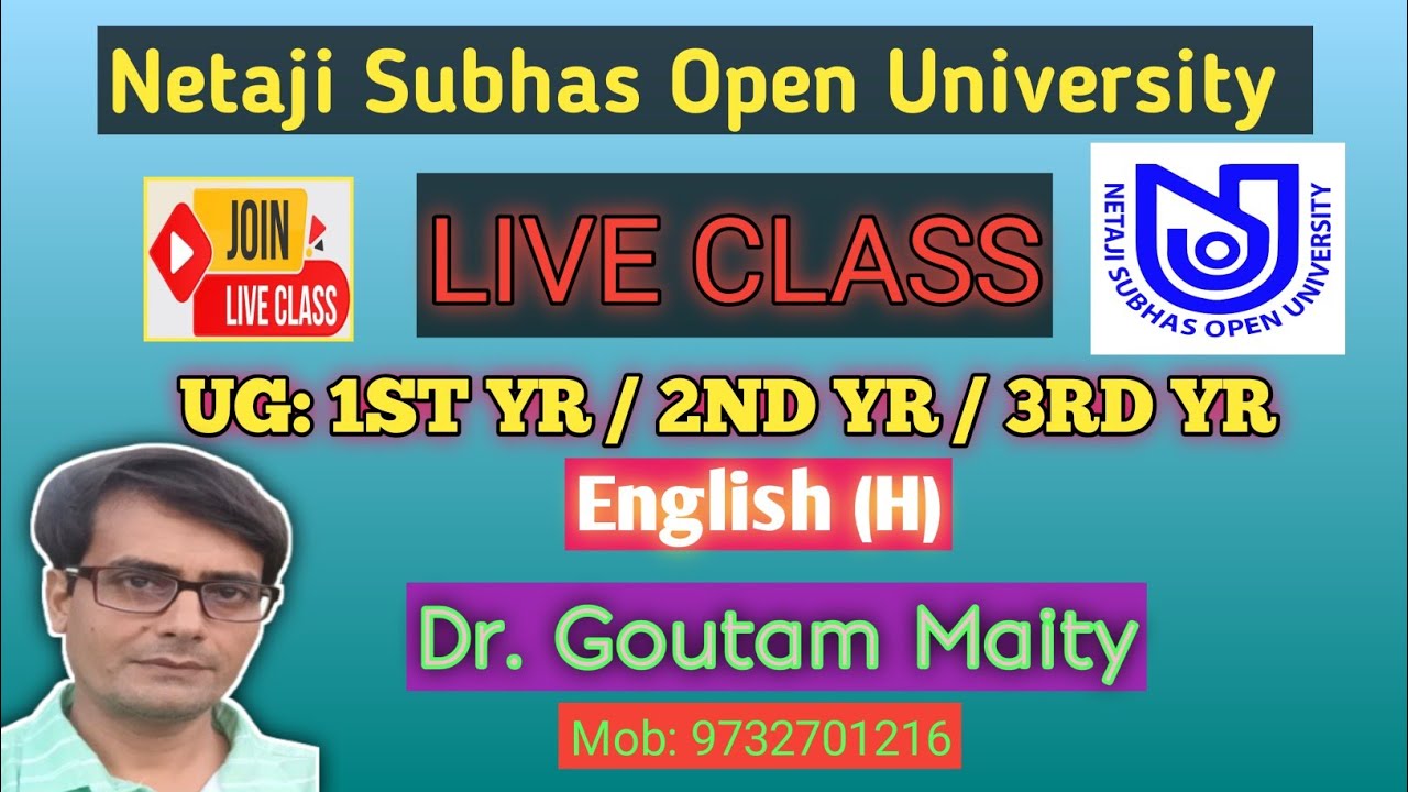 NSOU UG ENGLISH (H) LIVE CLASS : 1ST YR / 2ND YR / 3RD YR