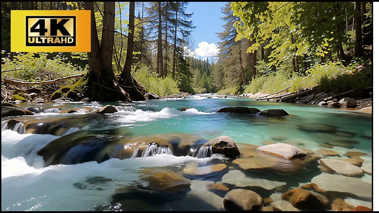 Peaceful Forest Stream Sounds in 4K | Flowing Water Ambience for Relaxation & Sleep