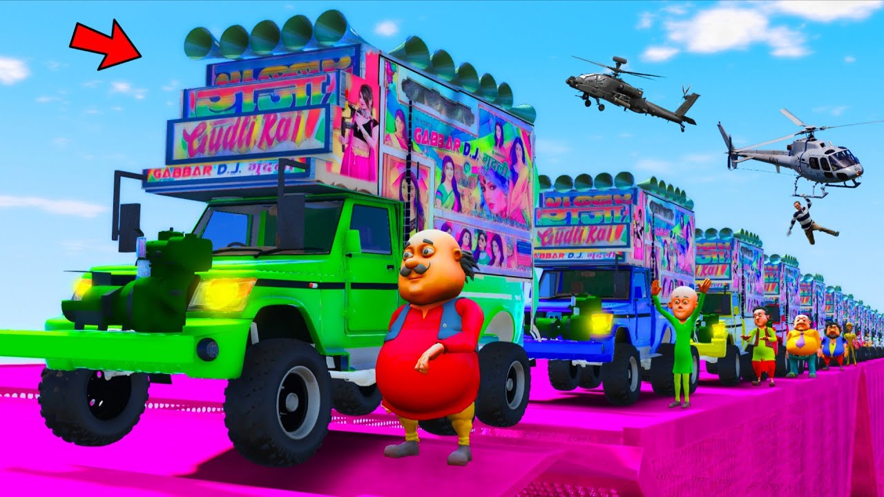 Motu Patlu ने किया Biggest Indian dj Super Mega Ramp Challenge 😱😱😱 GTA-5