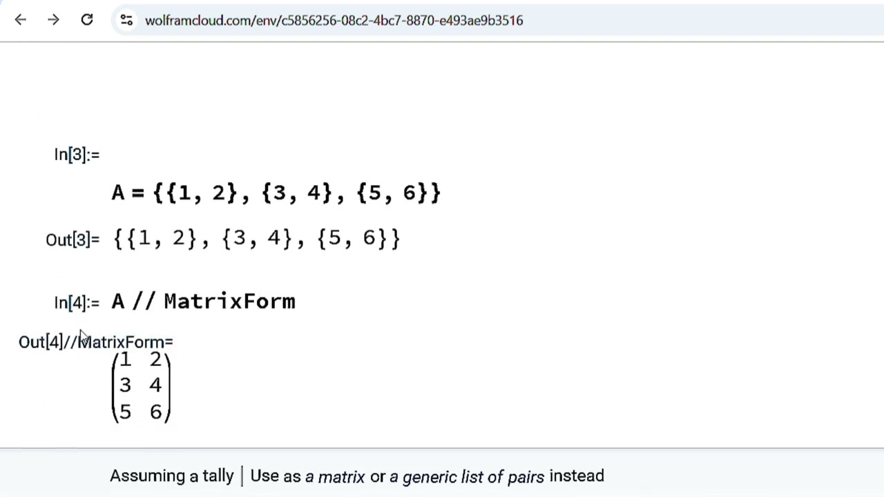 How to Make a Matrix in Mathematica  