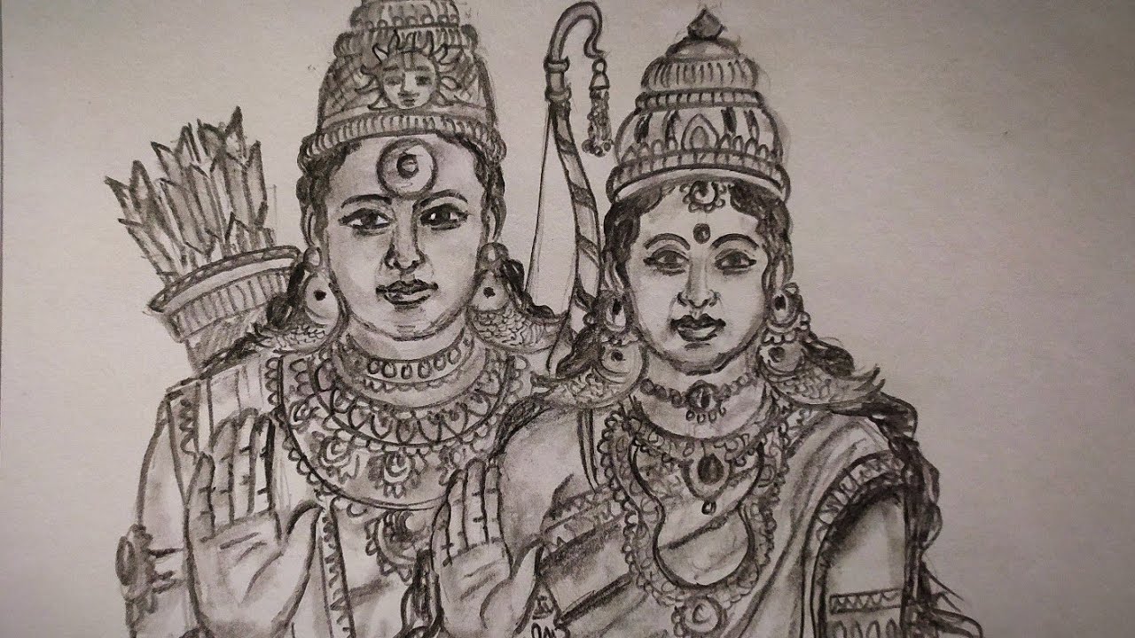 83. Lord Rama & Mata Sita Sketch (Ayodhya Ram Mandir Bhoomi Pooja Special)