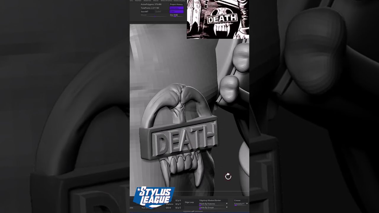 Between the streams - 2000AD Time Lapse 1 - Mike Thompson #shorts #3dart #zbrush