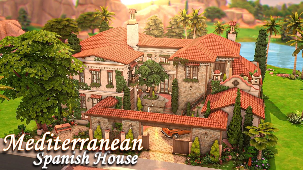 Mediterranean Spanish House 💃🏻🌅 | BASE GAME | Stop Motion | No CC | Speed Build | The Sims 4