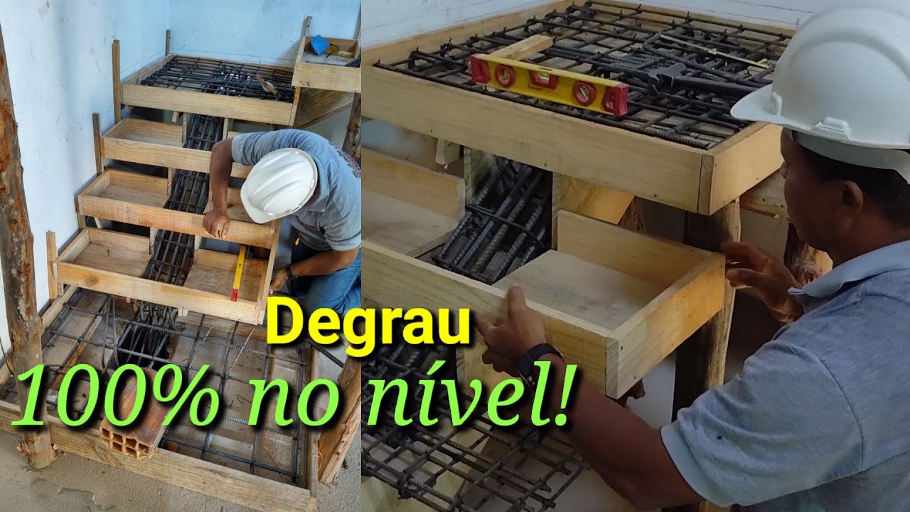 Como montar, escorar e nivelar degraus da escada com viga central! 9° Parte
