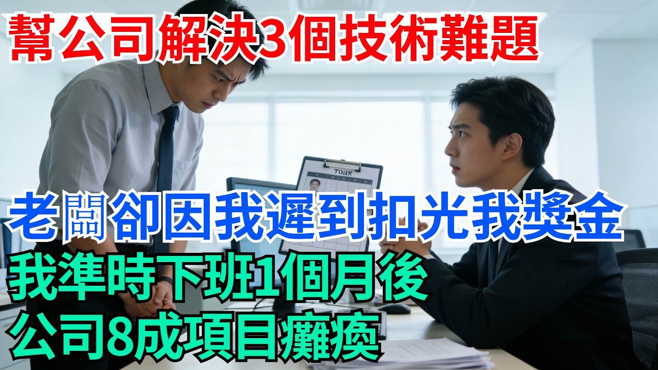幫公司解決3個技術難題，老闆卻因我遲到扣光我獎金，我準時下班1個月後，公司8成項目癱瘓【奇趣天下】#職場逆襲#職場智慧#爽文職場#工作日常#完結爽文