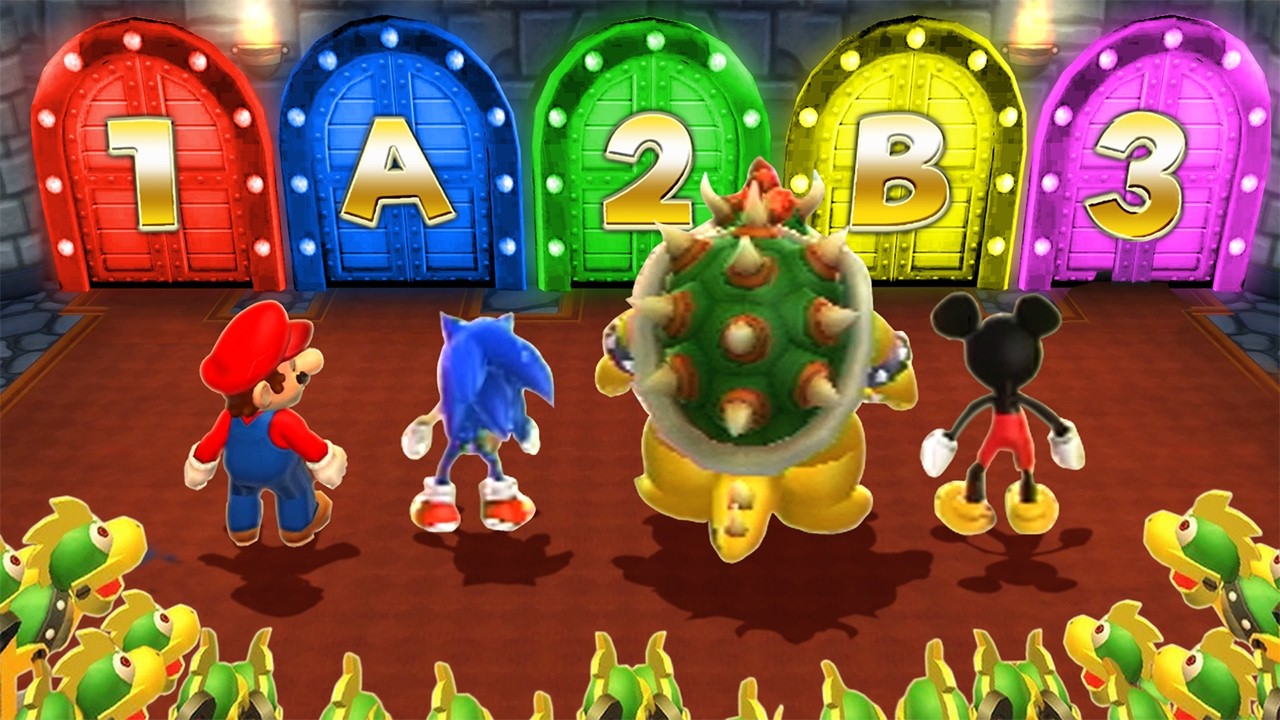 Mario Party 9 Minigames - Mario Vs Mickey Mouse Vs Sonic Vs Bowser (Master Difficulty)