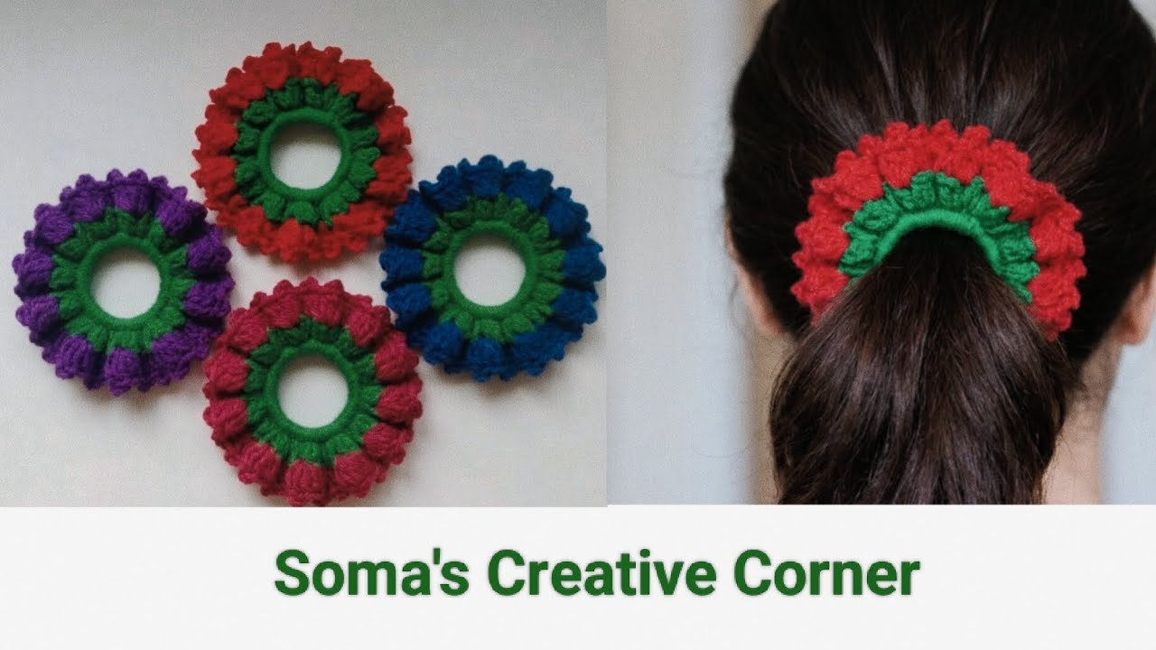 Very easy & eye catching crochet scrunchie - step by step tutorial || 