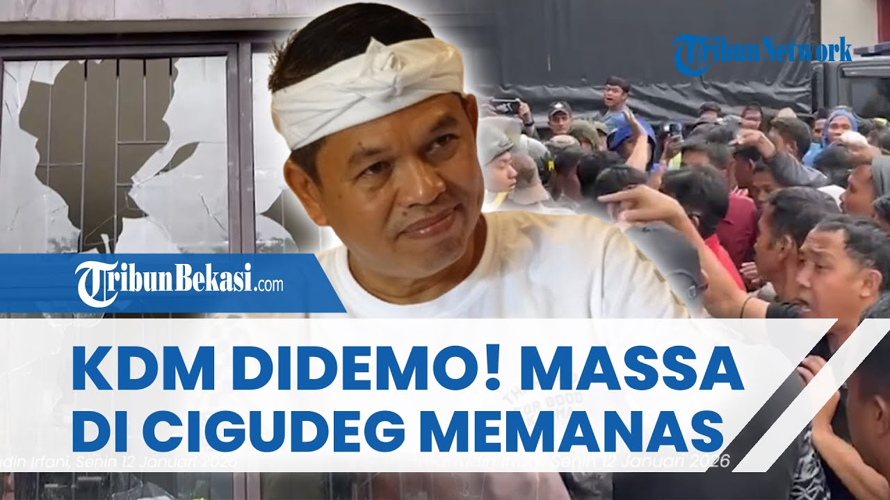 KDM DIDEMO soal Penutupan Tambang Bogor, Demonstran Ricuh Pecahkan Kaca Kantor Kecamatan Cigudeg