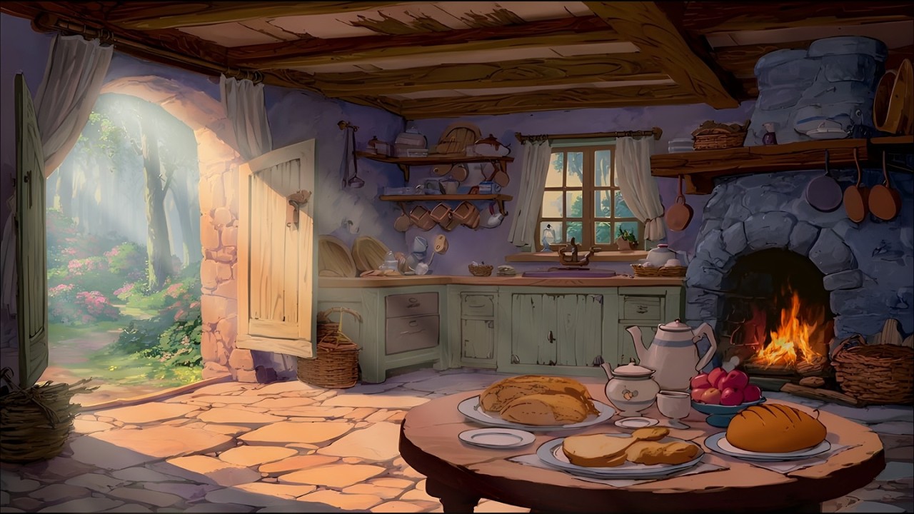 Fairytale Cottage Ambience 🍎 Snow White Inspired 1950s Storybook Music | Read, Sleep, Focus, Study