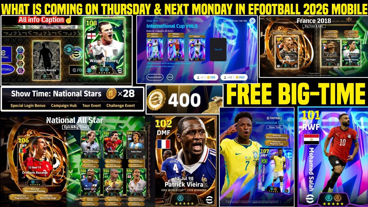 Free Big-time: What is coming on Thursday & Next Monday in eFootball 2026 &bull; Free 1000 Coins & Epic
