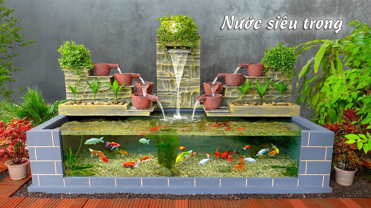 Bể cá 3 thác nước tuyệt đẹp cho góc vườn nhà bạn