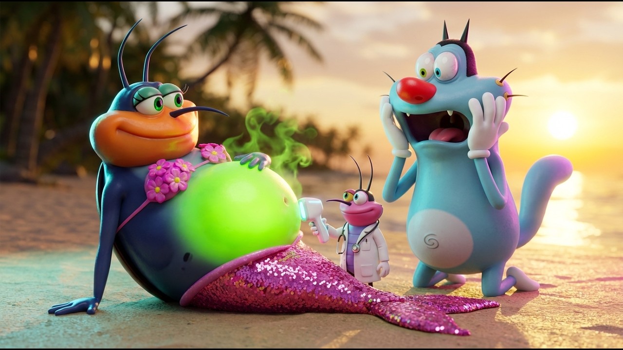 What Happened to the Mermaid Creature? Oggy Panics on the Beach 😱🐱 | Funny Oggy Animation