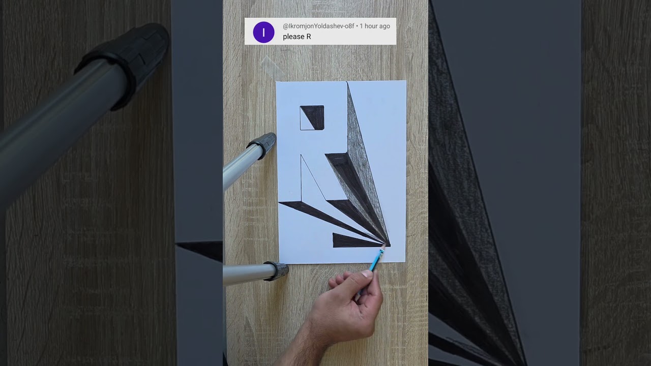 Viral 3D art drawing letter R #3d #art